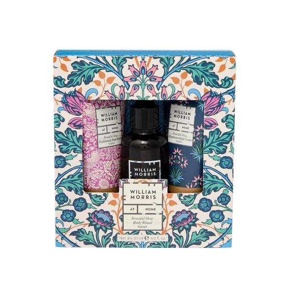 William Morris At Home Beautiful Sleep Bathtime Ritual | Exfoliating Body Wash 30ml, Body Oil 30ml, Body Cream 30ml