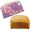 Hontense Comb Flower Comb, Small Flowers, Japanese Pattern (Red Type) with Case ~ (Fine Teeth)