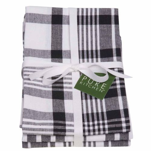 Now Designs Jumbo Pure Kitchen Towel Set of 3, Black