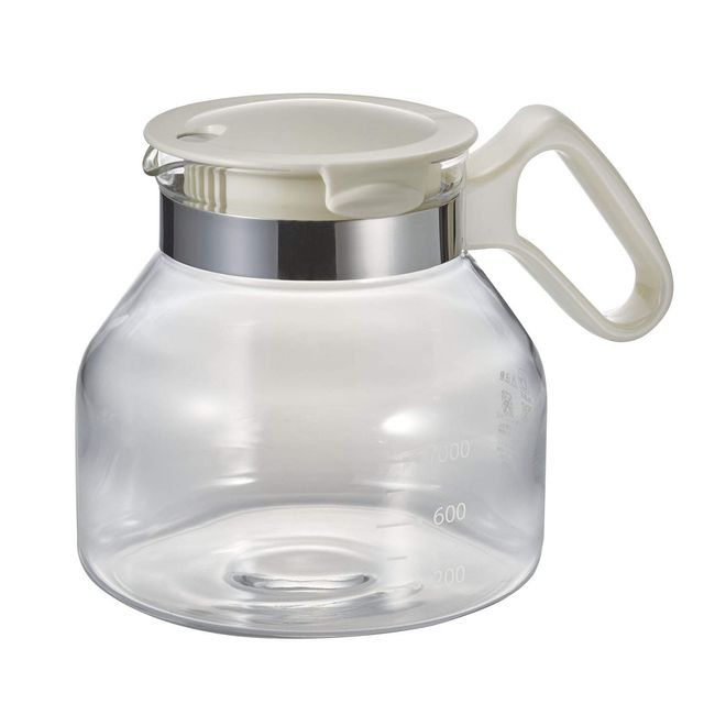 Bestco MA-411 HOT & Cold 2-Way Style HARIO Glass Pot, White, 0.3 gal (1.5 L), Made in Japan