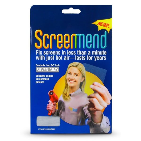 Screenmend 857101004549 Window Screen Repair Kit Screenment, 5" x 7" Patch, Silver-Gray (Packaging may vary)