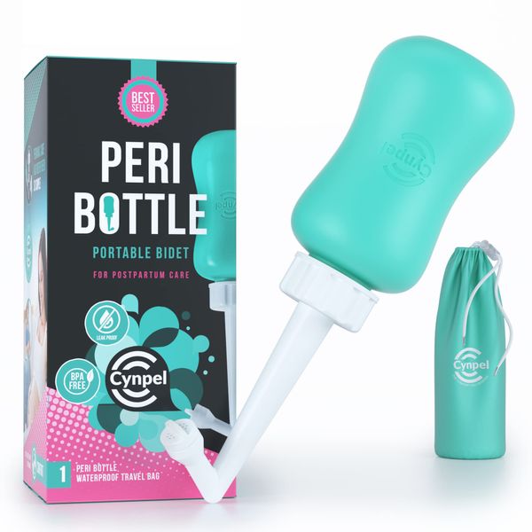 Cynpel Portable Bidet for Postpartum - 350ml Peri Bottle for Women - Upside Down Perineal Squirt Cleansing - Post Birth Travel Wash Pump - Blue