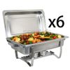 New 6 Pack of Stainless Steel Rectangular Chafing Dish Full Size  8 Quart 