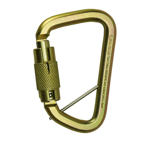 Fusion Climb Tacoma Steel Triple Lock with Key Nose Modified D-Shaped Carabiner , Gold (FP-9005-TPKHS-GLD)