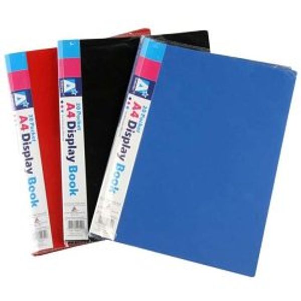 A4 Display Book 20 Pocket Presentation Folio Colour:Assorted