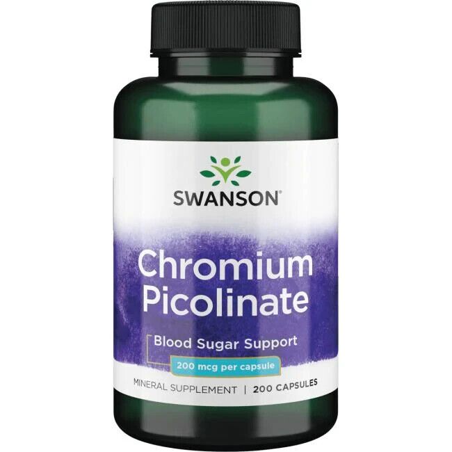 CHROMIUM PICOLINATE 200 Capsules 200Mcg Metabolism Support & Healthy Blood Sugar