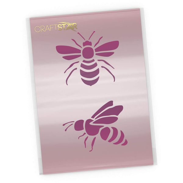 CraftStar Bees Stencil Set - 2 x Reusable 12cm Bee Stencil Templates