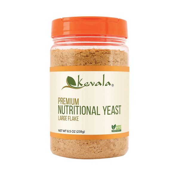 Kevala Premium Fortified Nutritional Yeast - Large Flake - Vegan Seasoning - Low Sodium - Cheese alternative - Kosher - Gluten Free - 8.5 oz