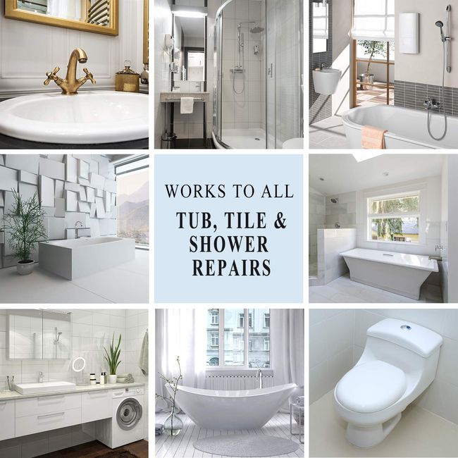 Tub, Tile and Shower Repair Kit, 5oz White Bathtub Crack