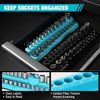DURATECH Magnetic Socket Organizer Set 2PCS 1/4" Drive Socket Holders SAE&Metric