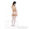 BeWith-ex Happy Border Bra Set/Red x White with Garter