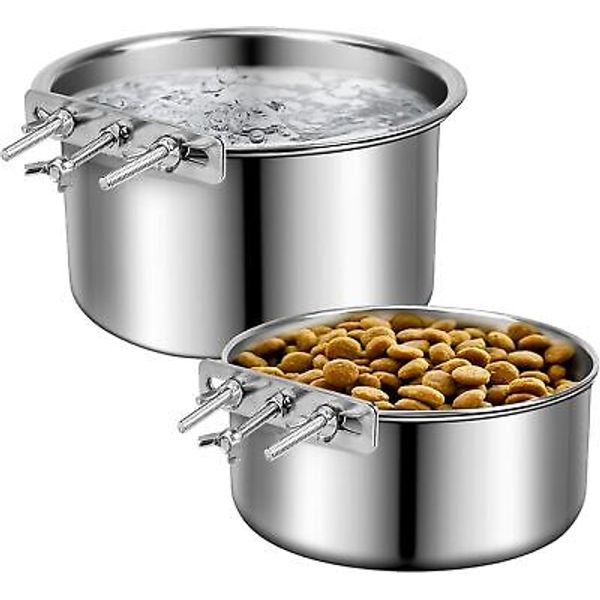 Stainless Steel Dog Bowls, ShineMe 40oz & L (7.0x3.7'' & 6.2x2.5''), Silver