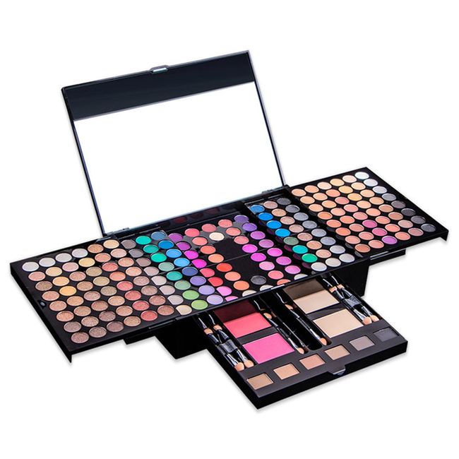 JasCherry Schminkkoffer Multifunktions Schmink Kosmetik Make-up Set mit Lidschatten, Blush Rouge, Pressed Powder Pulver, Augenbrauenpuder, Eyeliner - Schminkset Etui Box für Gesicht, Augenbraue #D