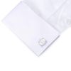 HONEY BEAR Cufflinks for Mens - Rectangle for Business Wedding White Shell