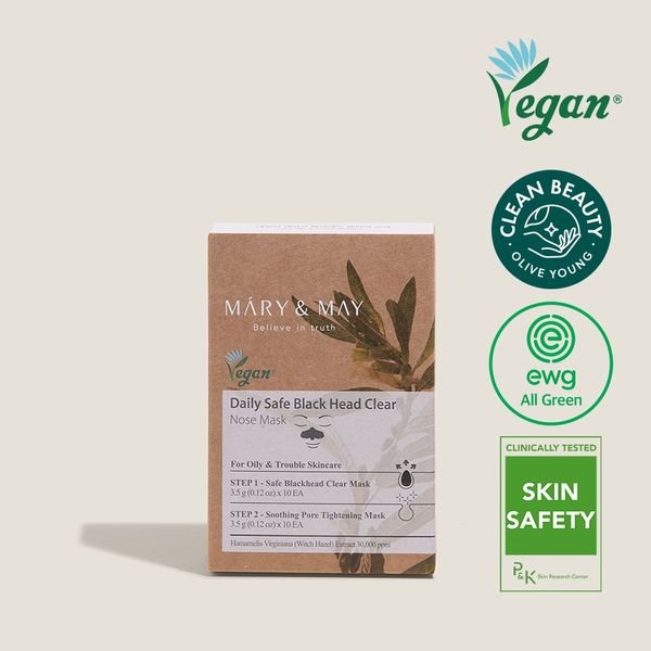 Marienmay Vegan Daily Safe Blackhead Clear Nose Pack 10 Sheets [Step1 3.5g+Step2 3.5g]