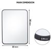 30in Black Metal Frame Wall Mirror for Bathroom Rectangular Vanity Mirror Decor