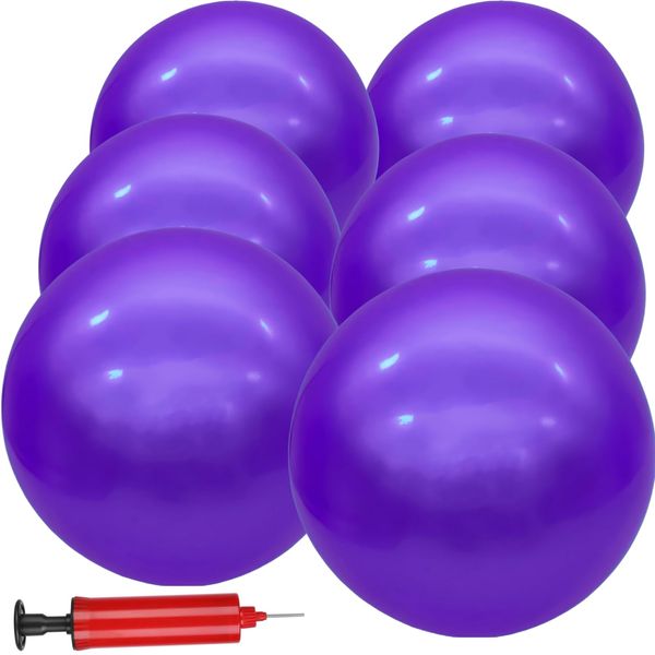 GCQJOQ 6 Pcs 9 Inch Inflatable Bouncy Balls with Hand Air Pump for Indoor Outdoor Play Balls (Purple)