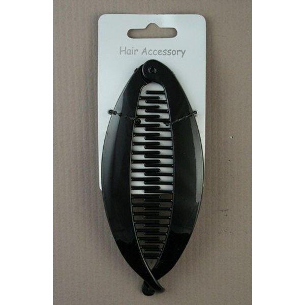 HAIR ACCESSORY - 14 CM BLACK BANANA FISH CLIP - NEW