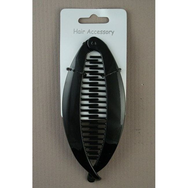 HAIR ACCESSORY - 14 CM BLACK BANANA FISH CLIP - NEW