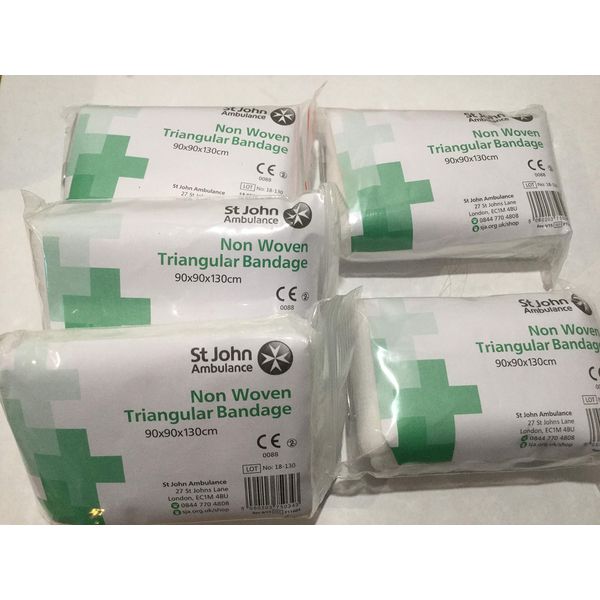 5 x St John Ambulance 90 x 90 x 130cm Triangular Bandages