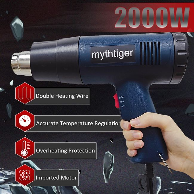 2000W Heat Gun Kit Industrial Hot Air Gun Fast Heating LCD Digital  Temperature-controlled Heat Gun