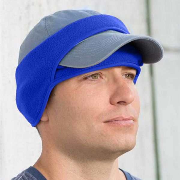 Pack of 3 Ear Warming Headband, Sporty Warmers, Fleece Ball Ear Covering, Fits Over Hat Bill, Cold Weather Ear Muffs, for Men and Women, Blue