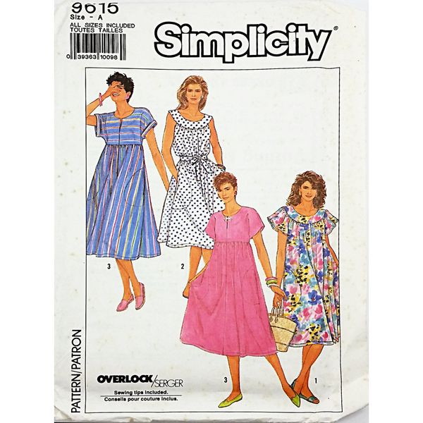 Simplicity Pattern #9615 SIZE: ALLMISSES' LOOSE-FITTING DRESSES