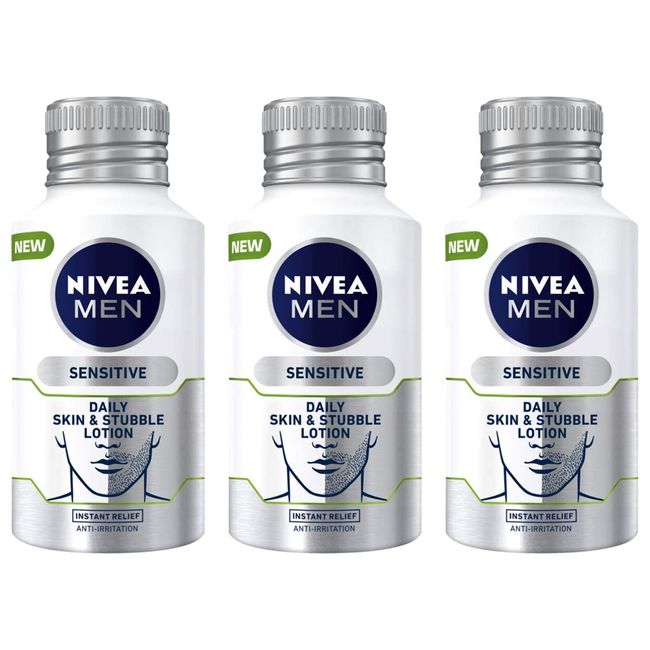 Pack of 3 NIVEA MEN Skin & Stubble Face Moisturiser for Sensitive Skin 125ml