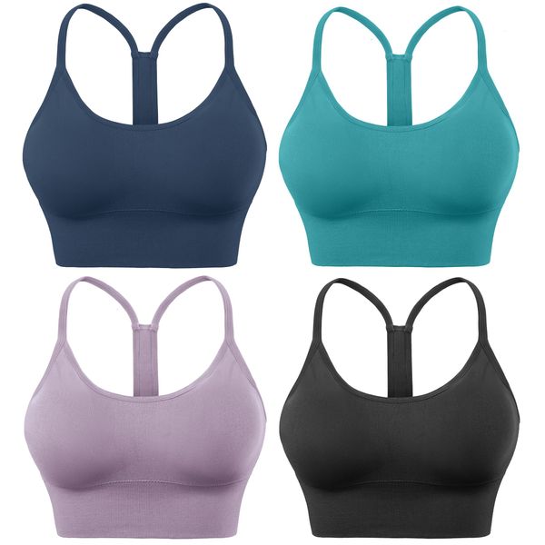 Evercute Racerback Sports Bras Padded Y Racer Back Cropped Bras for Yoga Workout Fitness Low Impact