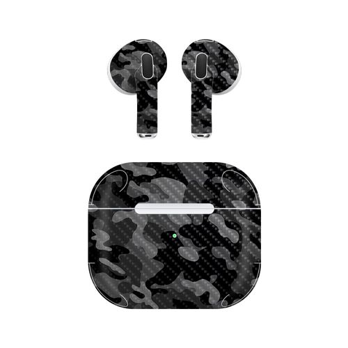 MightySkins Carbon Fiber Skin Compatible with Apple AirPods (3rd Generation) - Black Camo | Protective, Durable Textured Carbon Fiber Finish | Easy to Apply and Change Styles | Made in The USA