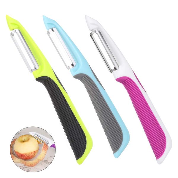 Rubywoo&chili Swivel Peeler, 3 PCS Stainless Steel Sharp Potato Peelers with Non-Slip Handles and Rotary Blades for Apples Carrots Cucumbers