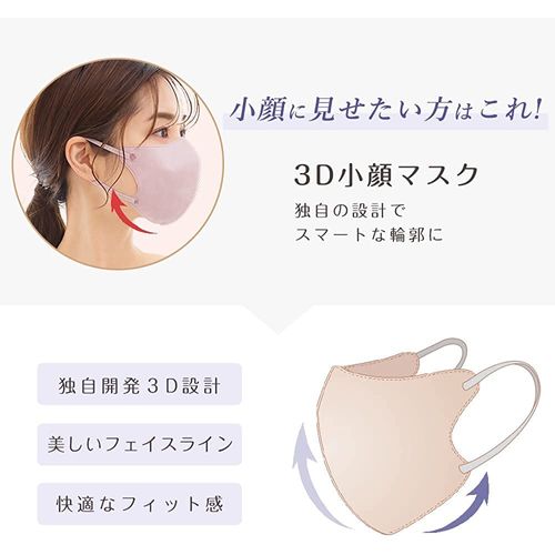 [Being] 【2022-06夏用冷感】 cicibella３Dマスク 夏用マスク 薄い 立体マスク 不織布 血色マスク バイカラー マスク 不織布マスク カラー ３D マスク 立体 くちばし マスク 使い捨て 小顔 チークマスク 耳が痛くならない 20枚 花粉 PM2.5 飛沫防止 ３層構造 (ベビーピンク)