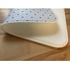 3dRose Bathroom Bath Rug Mat - Damask Crest Pattern in Cream on Blue Damask Crest Pattern
