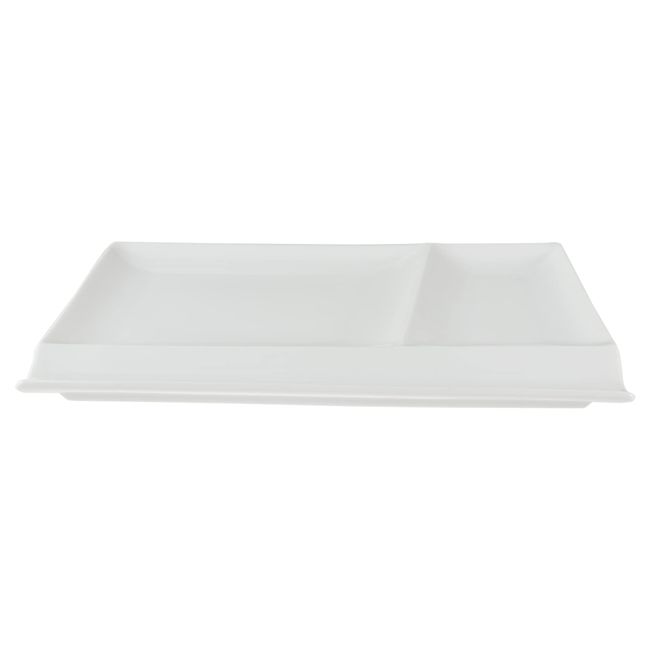 Miyama Plate with Divider Large Size 9.4 inches (24 cm), Isola, White Porcelain, Made in Japan