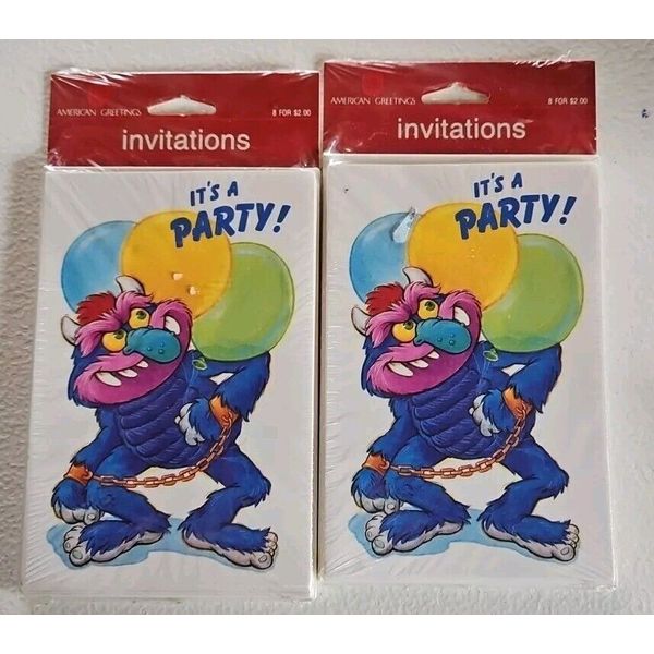 Vintage 80s My Pet Monster Party Invitations American Greetings Lot of 2