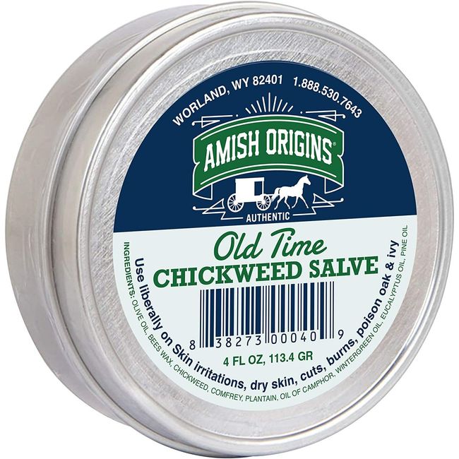 Amish Origins  Old Time Chickweed Salve 4 oz. Tin Skin Irritations Cracked Hands