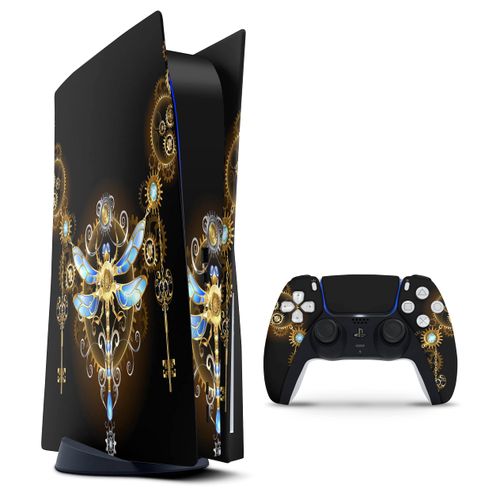 Design Skinz Dragonfly Ornament Full-Body Cover Wrap Decal Skin-Kit Compatible with Sony Playstation 5 Console (Disc Drive)