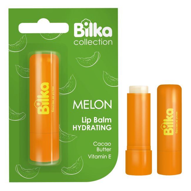 Bilka Collection Lip Balm Melon –Lippenpflege mit Kakaobutter, Vitamin E und Natürlichen Ölen für trockene Lippen, ohne Farbe, 1 x 4,5 g