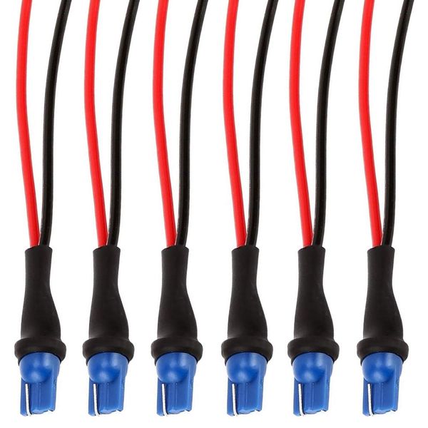 BlyilyB 6-Pack T10 Male Socket Extended Wire Connector Plug Adapter Assembly Holders Used For Turn Signal Lights, Brake Lights,Tail Lights, Daytime Running Lights