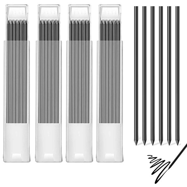 24 Pieces Pencil Refills, Black Pencil Refills,2.8 mm Pencil Refills for Carpenter Mark Pencils,Solid Deep Hole Pencil for Architect Construction & Building, Joiners Pencil Replacements.