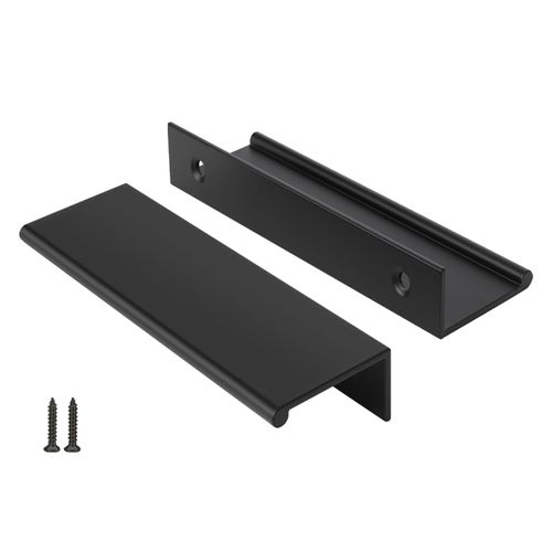 Peaha 10 Pack Kitchen Cabinet Handles 4 inch Black Pulls for Dresser Drawers Door Edge Finger Pull Aluminum Alloy Hardware