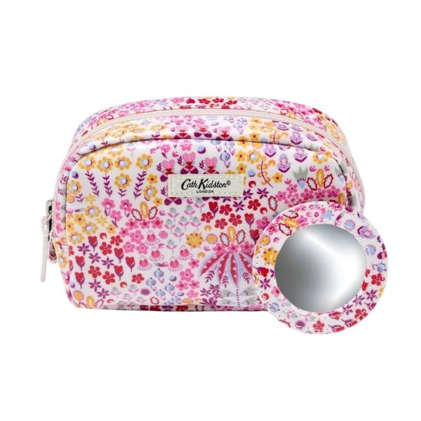 Cath Kidston Make Up Bag with Mirror | Travel Makeup Case | Cosmetic Organiser | Vanity Makeup Kit Case | Train Make Up Case | Affinity Print