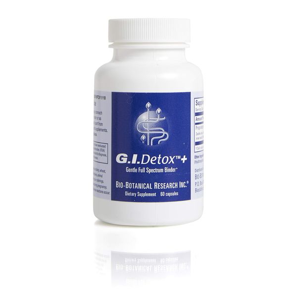 G.I. Detox+ Gentle Binder by Biocidin - GI Intestinal Cleanse with Silica, Apple Pectin, Humic Acid, Fulvic Acid, Charcoal & Aloe - Assists in Toxin & Biofilm Removal - Vegan (60 Capsules)