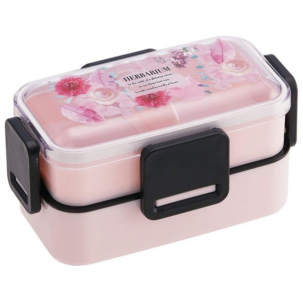 Skater PFLW4 Fluffy Lunch Box, 2-Tier, Herbarium, Pink, 20.3 fl oz (600 ml)