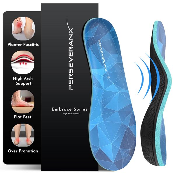 NASA Grade Plantar Fasciitis Insoles – High Arch Support Insoles Men Women - Shoe Insoles for Plantar Fasciitis Relief - Absorb Shock & Relieve Flat Foot Pain - Orthotics Inserts for Work & Standing