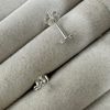 Tiny Sterling Silver Triple Clear CZ Stud Earrings