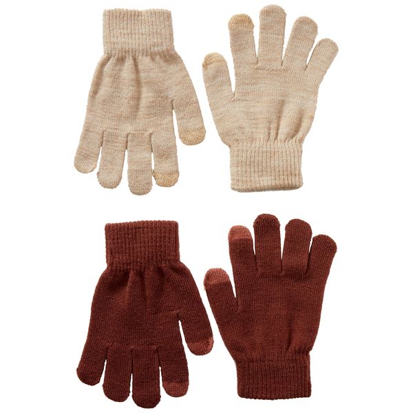 NAME IT Girl's NKFMAGIC 2P Magic Touch Winter Gloves, Apple Butter, 7