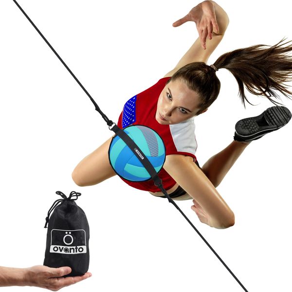 OVANTO Volleyball Training Equipment Aid – Solo Volleyball Equipment in 4 Styles to Serve, Spike, Set and Pass Like a Pro - Adjustable Volleyball Practice Equipment Gift for Beginners & Experts