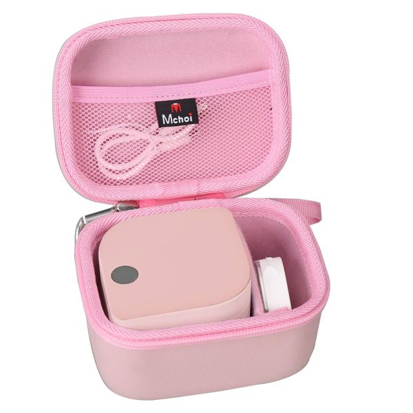 Mchoi Hard Case Suitable for Phomemo P12/P12 Pro Label Maker & Label Tapes, Waterproof Shockproof Printer Handheld Labeler Protective Case (Pink)