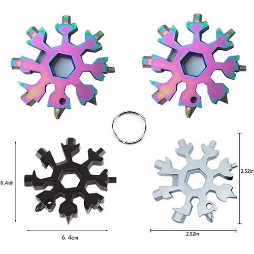 3 Pack Snowflake 18-in-1 Multi Tool, Stainless Steel Snowflake Bottle Opener/Flat Phillips Screwdriver Kit/Wrench, Durable and Portable to Take